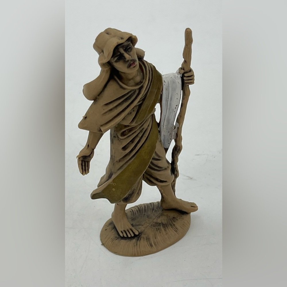 Vintage Nativity Figure Plastic Replacement Shephard Boy Holding Staff 5" Italy
